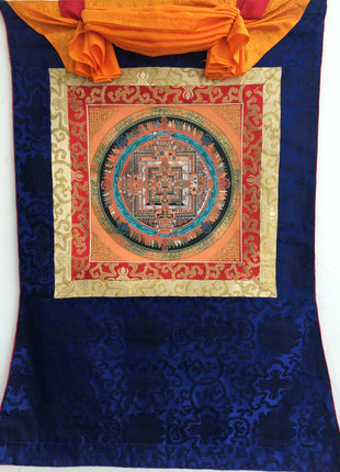 Hand Painted Kalchakra Mandala Art from Nepal | Tibetan Mandala Canvas Art