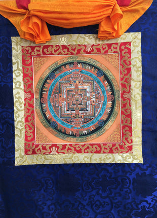 Hand Painted Kalchakra Mandala Art from Nepal | Tibetan Mandala Canvas Art