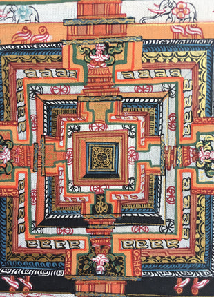 Hand Painted Kalchakra Mandala Art from Nepal | Tibetan Mandala Canvas Art