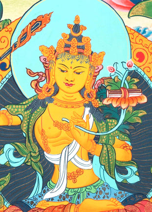 Mother Green Tara Thangka Painting | Wall Hanging Decoration | Religious Home Decor