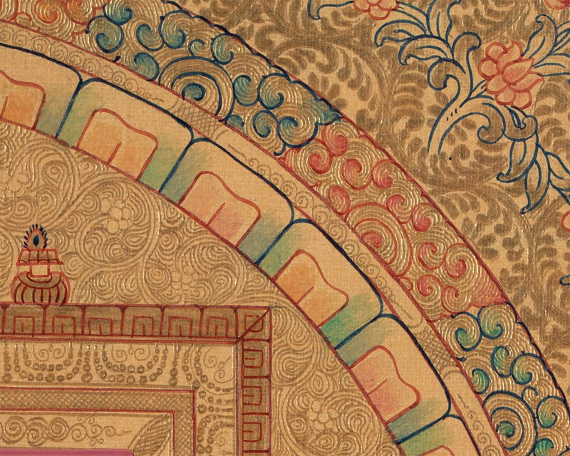 Gold Mandala | Guru Padmasambhava Thangka Wall Art | Tantric Buddhist Master