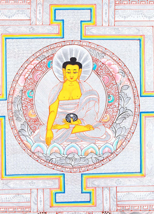 Silver Base Buddha Mandala | Thangka in Medium Size Without Brocade