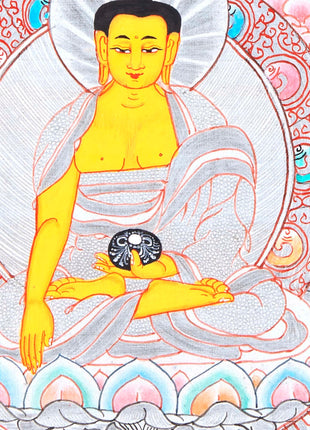 Silver Base Buddha Mandala | Thangka in Medium Size Without Brocade