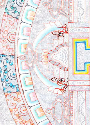 Silver Base Buddha Mandala | Thangka in Medium Size Without Brocade