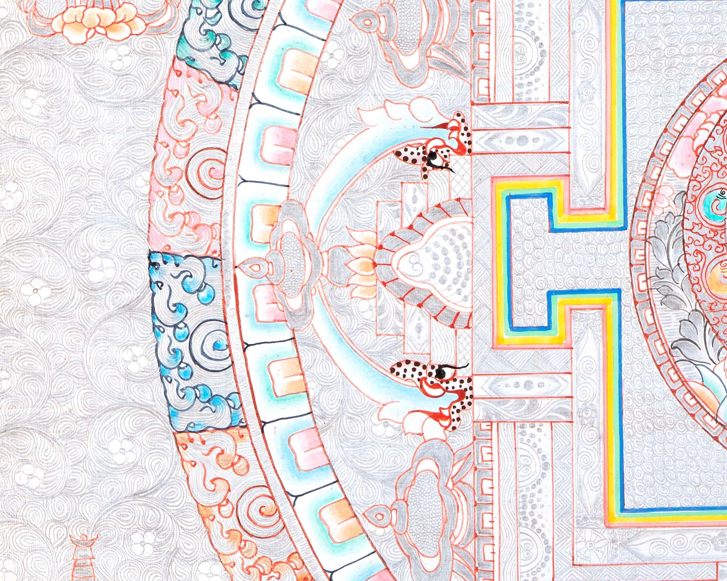 Silver Base Buddha Mandala | Thangka in Medium Size Without Brocade