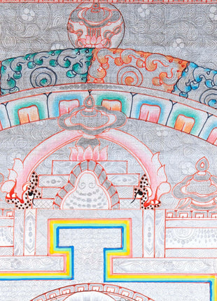 Silver Base Buddha Mandala | Thangka in Medium Size Without Brocade