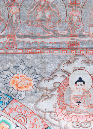Silver Base Buddha Mandala | Thangka in Medium Size Without Brocade