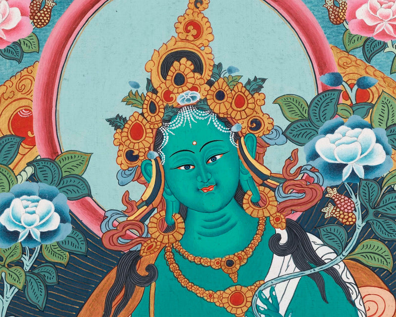 Bodhisattva Green Tara  | Wall Hanging Painting | Buddhist Thangka Painting