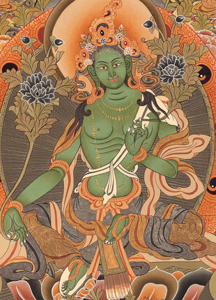 Green Tara Liberation Mother Thangka | Wall Hanging For Peace