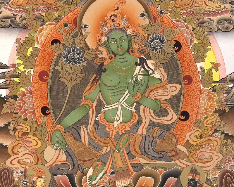 Green Tara Liberation Mother Thangka | Wall Hanging For Peace