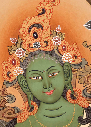 Green Tara Liberation Mother Thangka | Wall Hanging For Peace