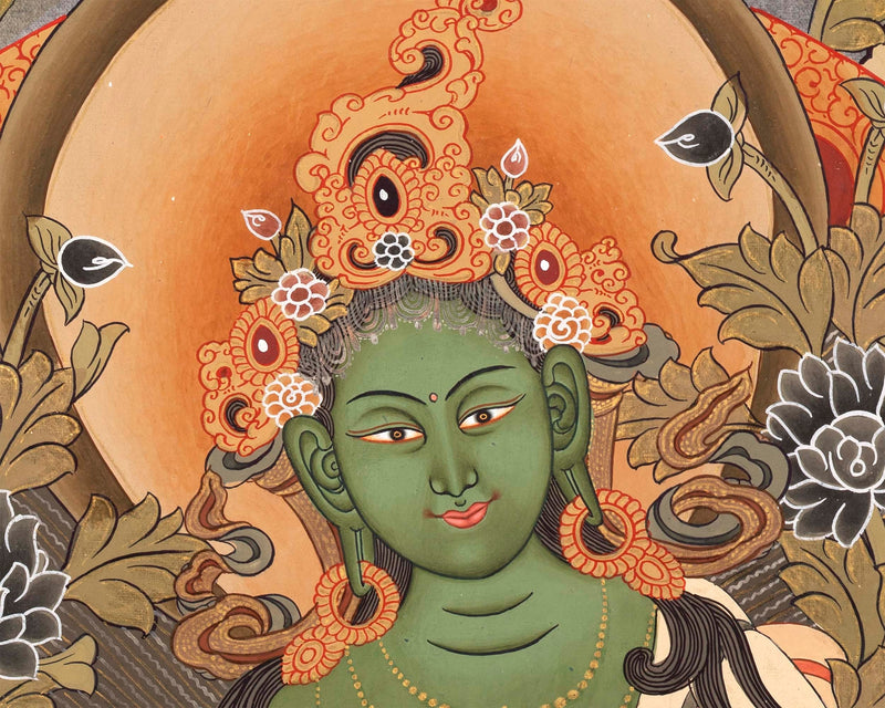 Green Tara Liberation Mother Thangka | Wall Hanging For Peace