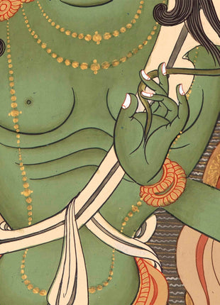 Green Tara Liberation Mother Thangka | Wall Hanging For Peace