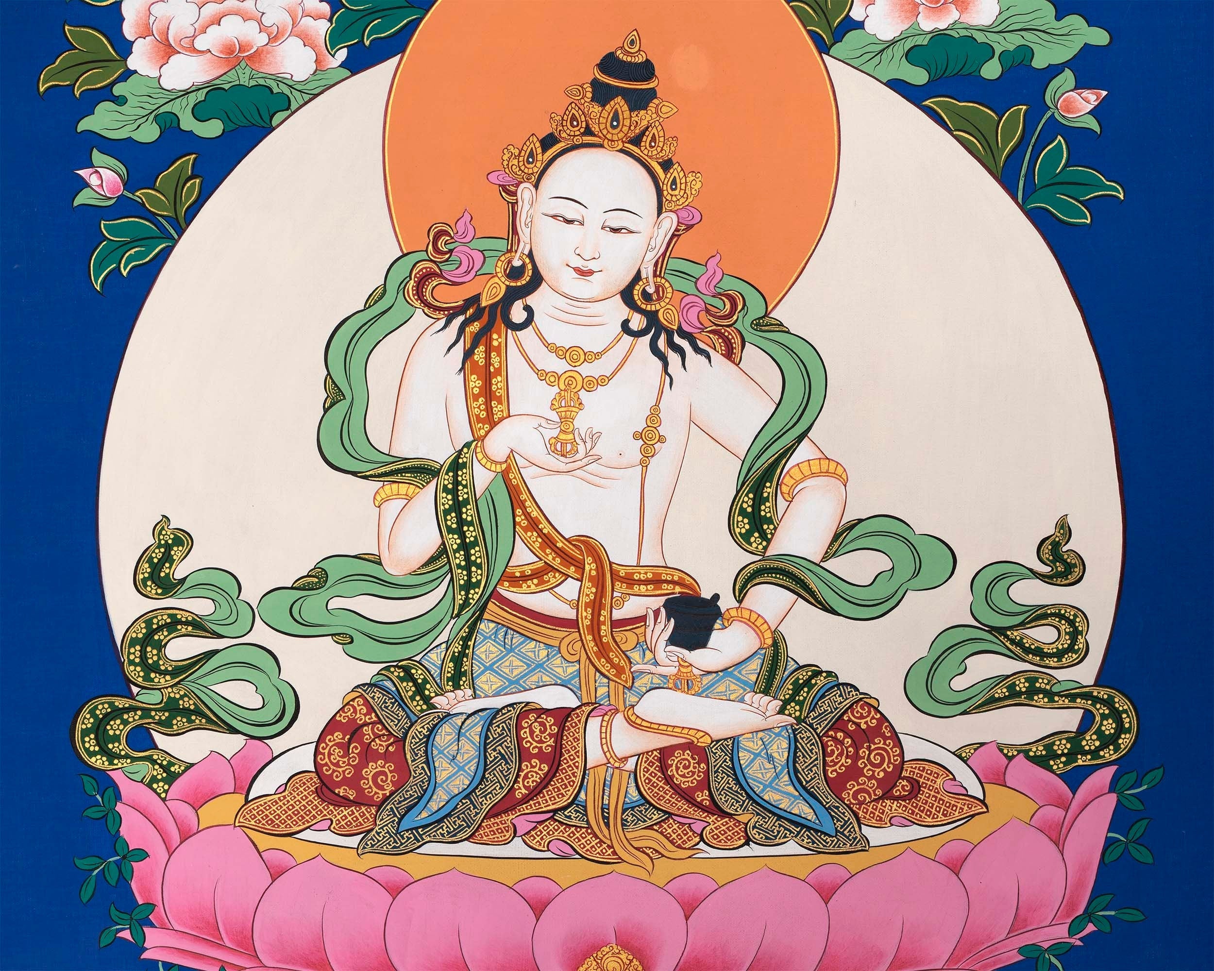 Vajrasattva Lamrim Thangka  |  Spiritual Art For Yoga Meditation |  Buddhist Prayer For mindfulness Practice