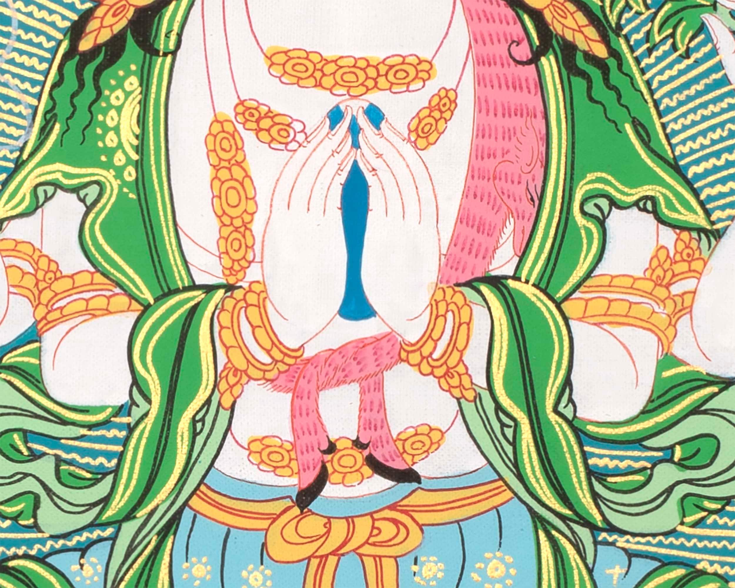 Avalokiteshvara Chenrezig Thangka | Bodhisattva Tibetan Art | Wall Hanging Decor