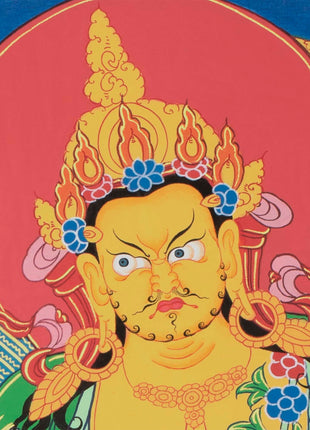 Tibetan Kubera Thangka | Dzambala Thangka Art | Original Hand Painted Wall Decor