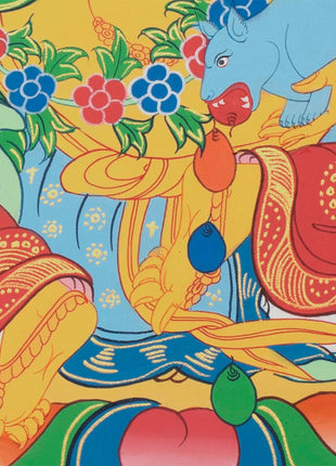 Tibetan Kubera Thangka | Dzambala Thangka Art | Original Hand Painted Wall Decor