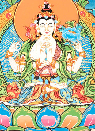 Chenrezig Thangka | Sacred Thangka Painting for Meditation and Good Luck