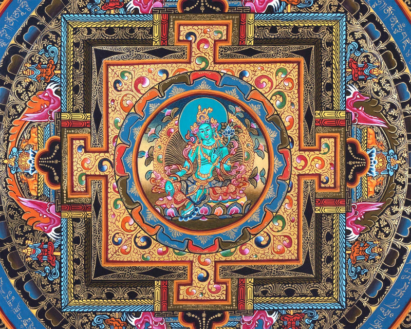 Green Tara Thangka Mandala | Traditional Painting