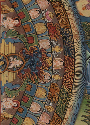 Hand Painted Mandala | Thanka with Brocade Mounted