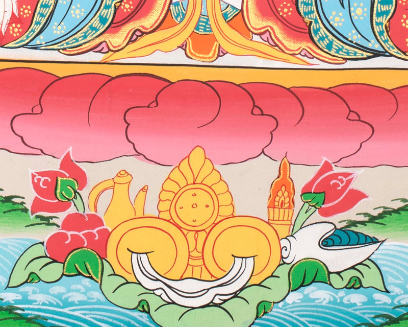 Buddhist White Tara Thangka | Handpainted Tibetan Art | Religious Wall Hanging Decor