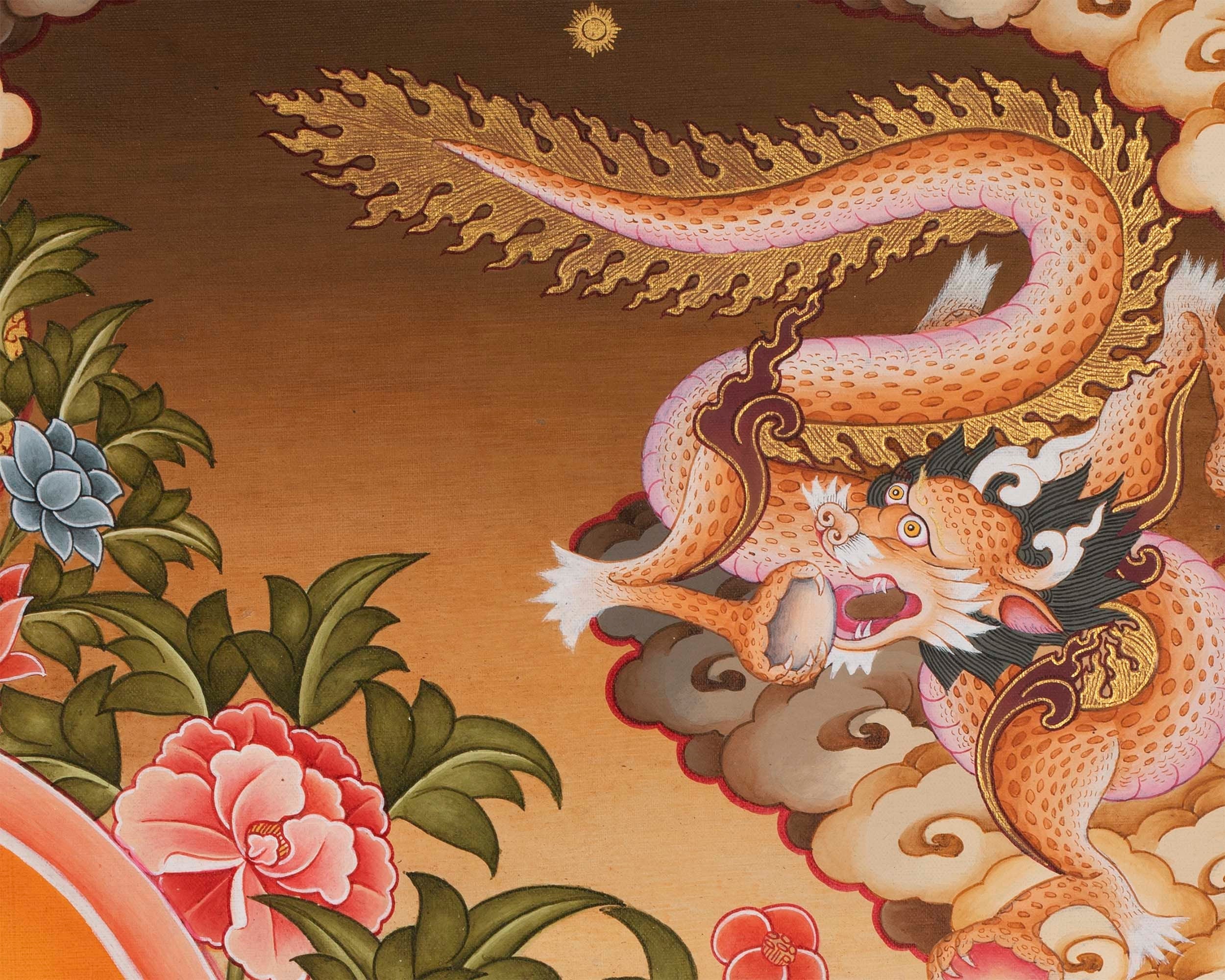 Manjushree The Deity of Wisdom Thangka  | Amitayus , Vajrapani & Chengresig Fine Quality Acrylic Art | Wisdom Buddha