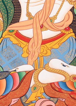 Bodhisattva with White Tara Thangka  | Cotton Canvas Art