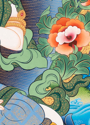 Bodhisattva with White Tara Thangka  | Cotton Canvas Art