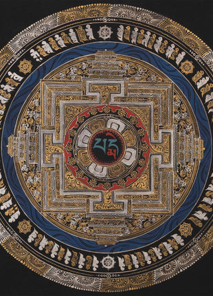 Mantra Mandala Handmade Painting  | Om Mani Padme Hum Mantra mandala Thangka | Best Home Decor