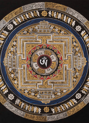 Mantra Mandala Handmade Painting  | Om Mani Padme Hum Mantra mandala Thangka | Best Home Decor