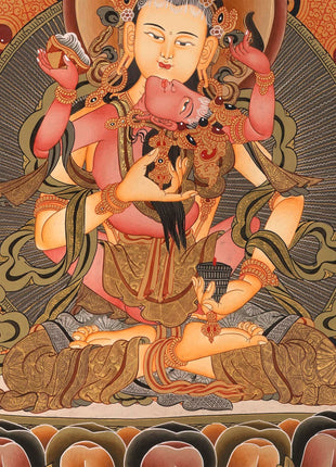 Vajrasattva Dorje Sempa Shakti  YabYum Thangka | The Union Of Compassion And Wisdom | Wall hanging Decoration