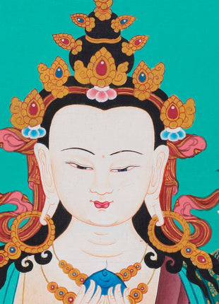 Chengrezig Handmade Original Thangka | Bodhisattva Avalokiteshvara