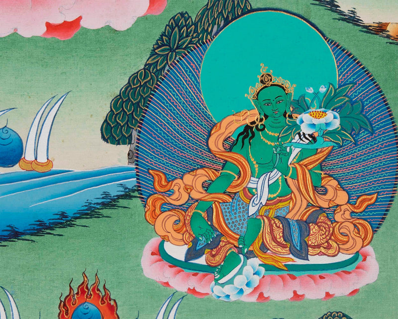Chengrezig Handmade Original Thangka | Bodhisattva Avalokiteshvara