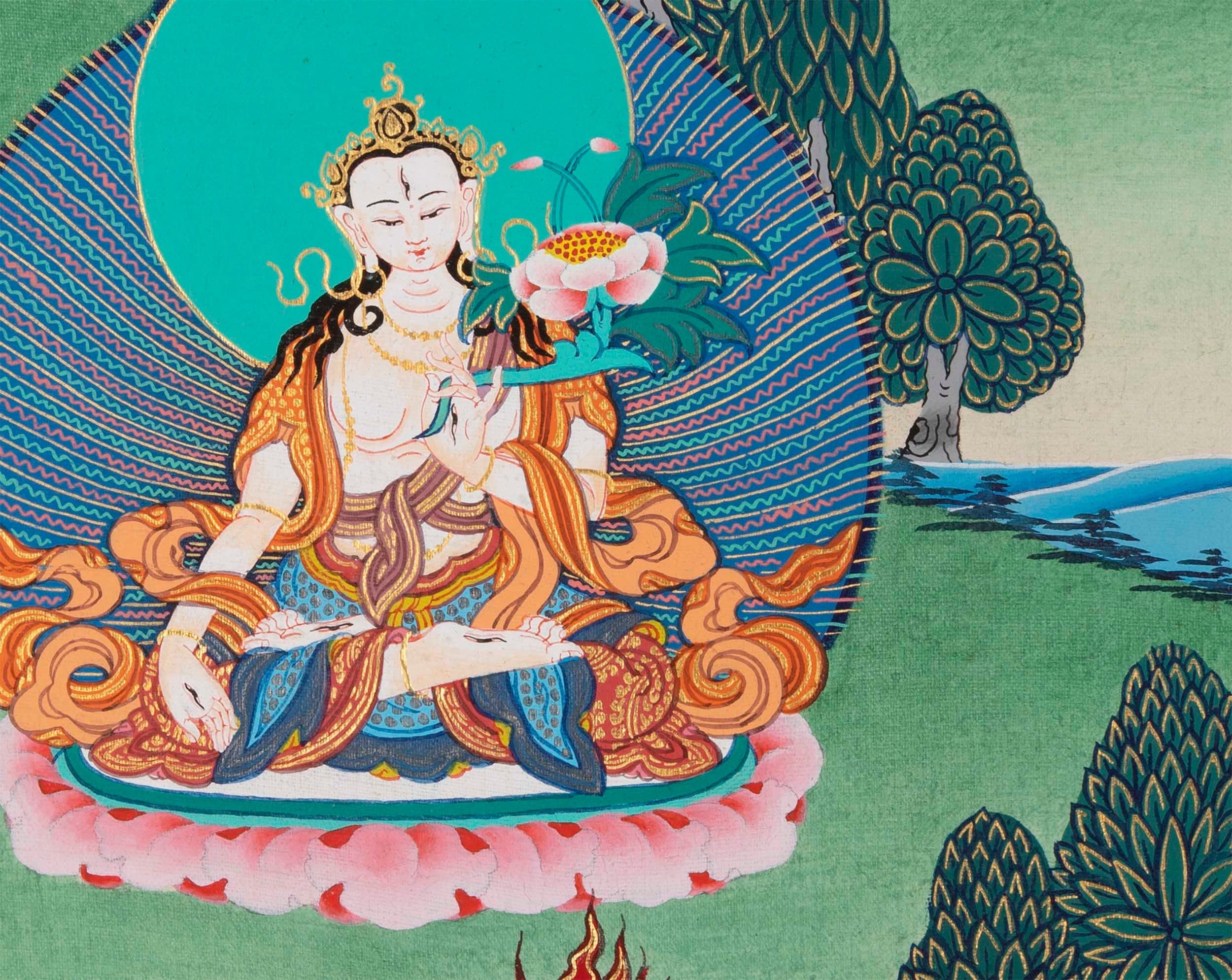 Chengrezig Handmade Original Thangka | Bodhisattva Avalokiteshvara