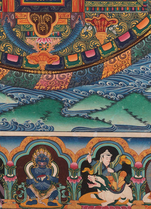 Five Dhyani Buddha Mandala | Vintage Handmade Thangka Painting