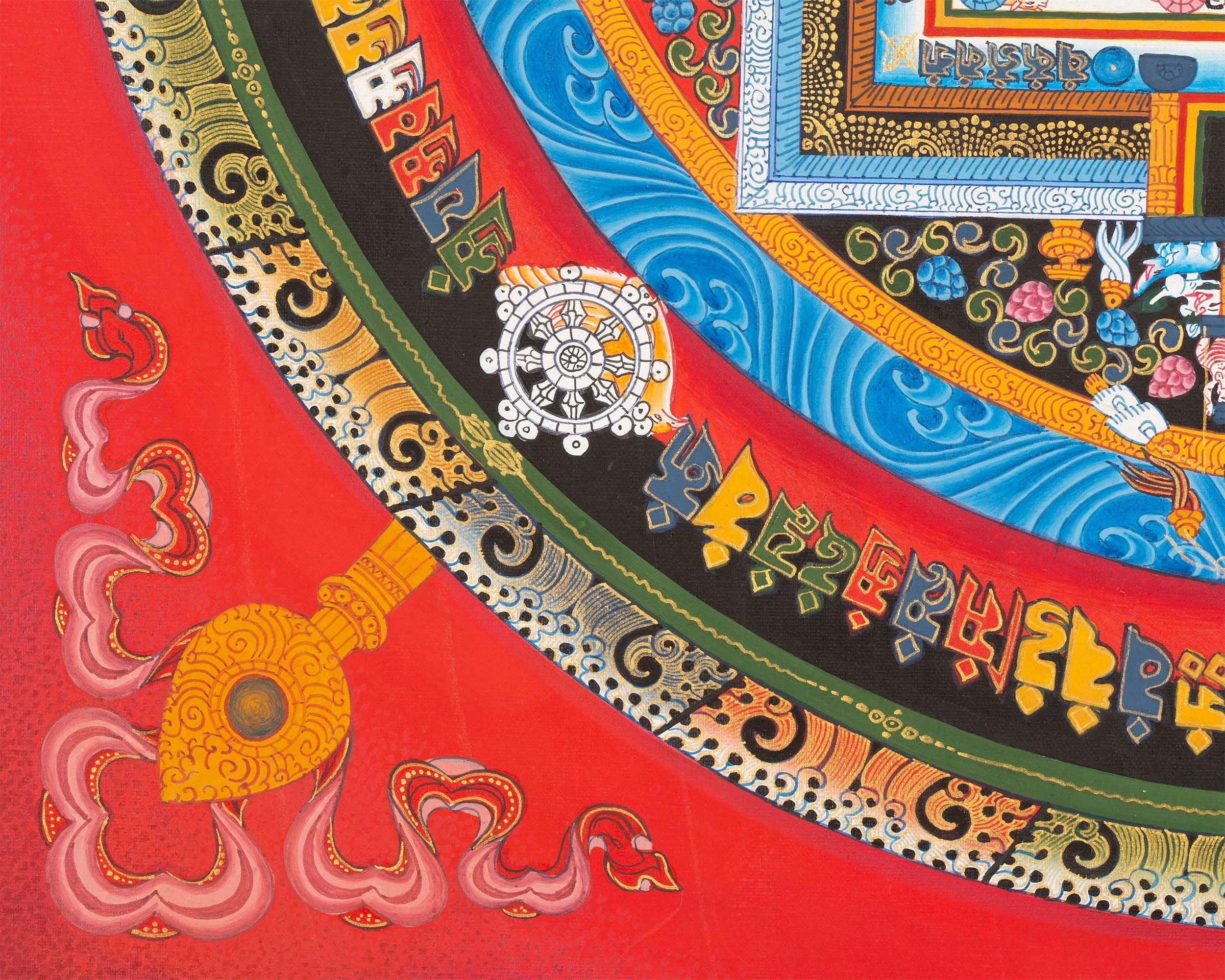 Kalachakra Mandala Thangka In fine Quality | Wheel Of Time | Buddhist Art | Wall Hanging Yoga Meditation Canvas Art | Tibetan Buddhist Art