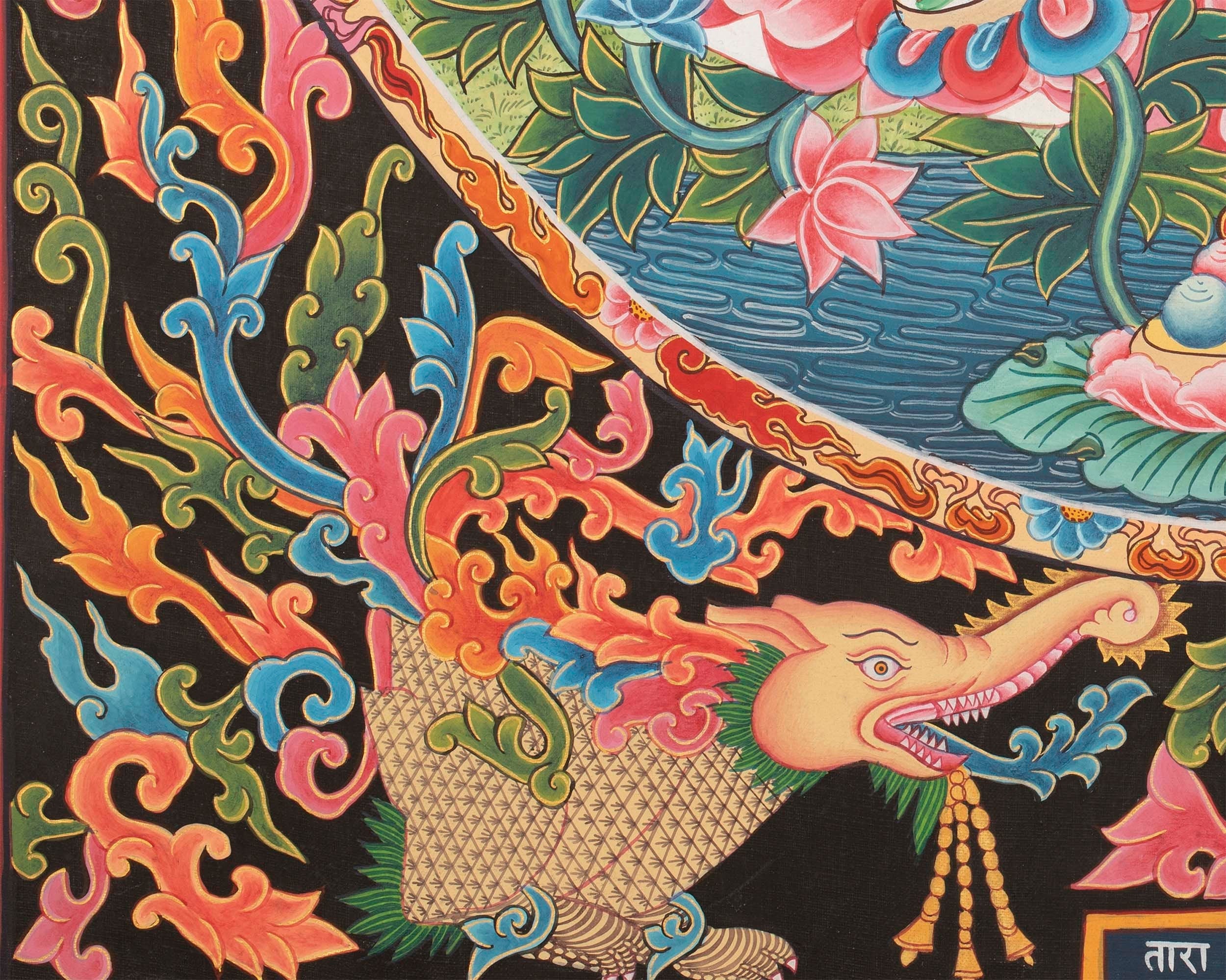 Newari Style Green Tara Thangka | Hand Painted Buddhist Art | Wall Decors