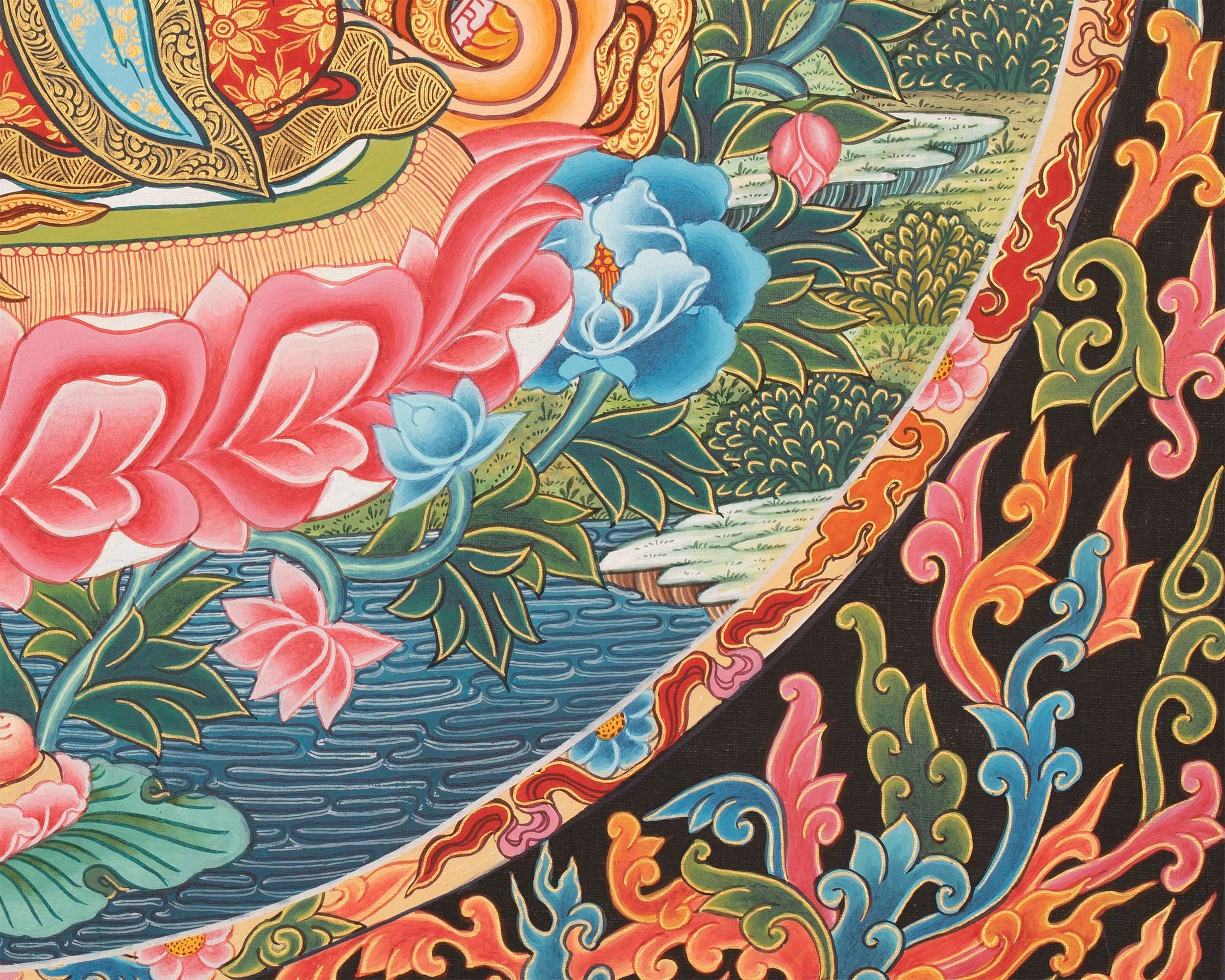 Newari Style Green Tara Thangka | Hand Painted Buddhist Art | Wall Decors