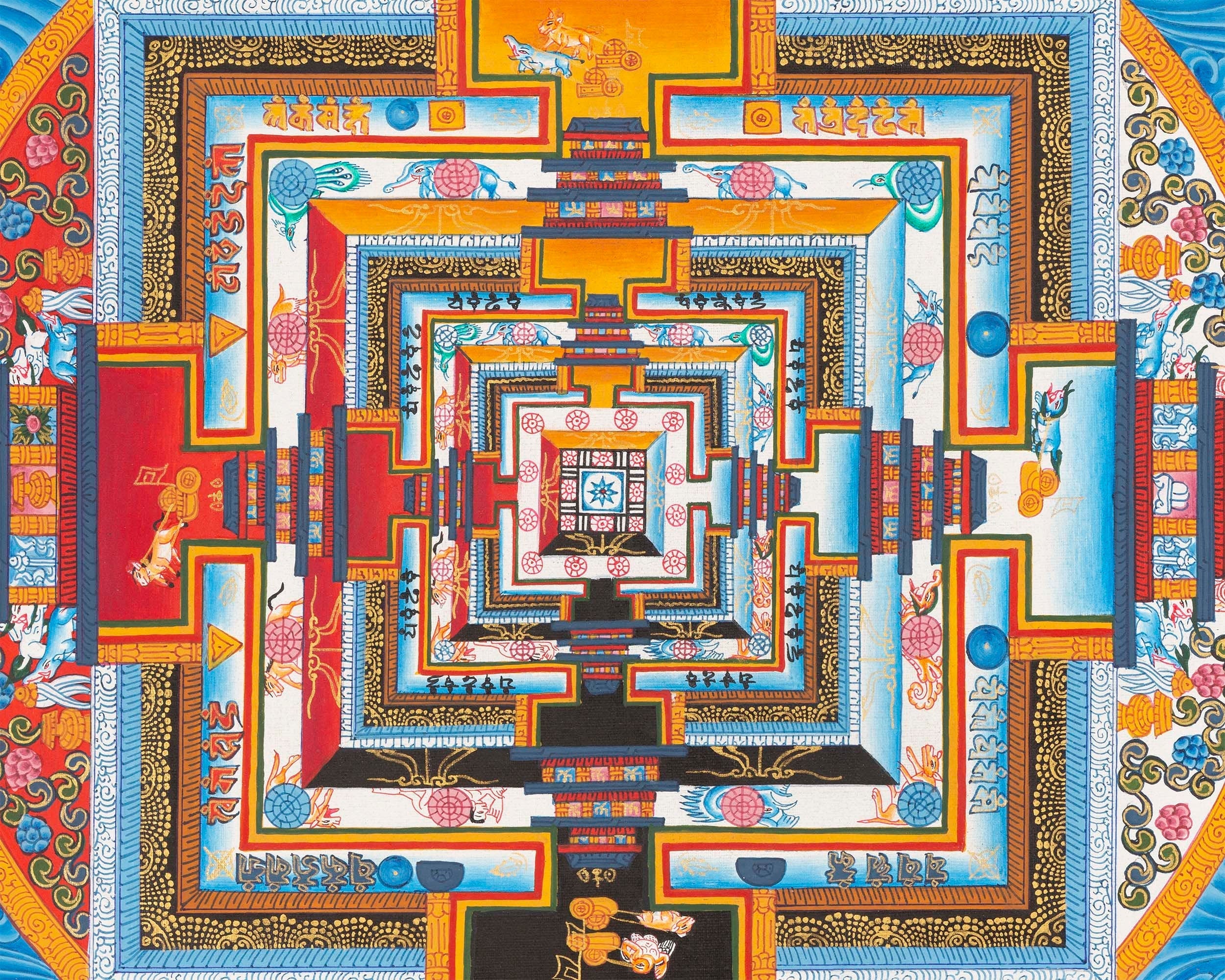 Kalachakra Mandala Thangka In fine Quality | Wheel Of Time | Buddhist Art | Wall Hanging Yoga Meditation Canvas Art | Tibetan Buddhist Art