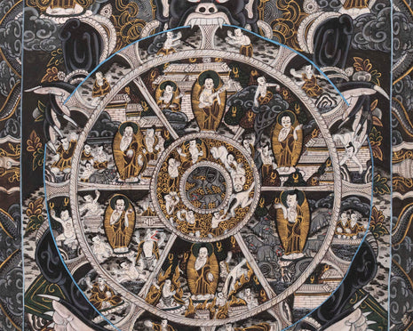 Tibetan Wheel Of Life Thangka | Yoga Meditation Canvas Art