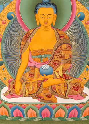 Original Hand-Painted Sakyamuni Buddha Thangka | Tibetan Wall Art for Relaxation