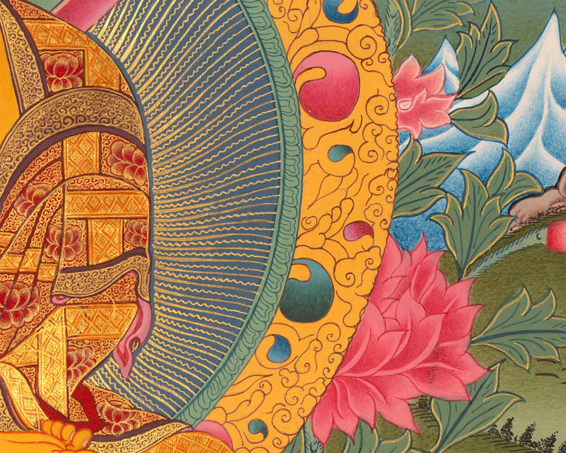 Original Hand-Painted Sakyamuni Buddha Thangka | Tibetan Wall Art for Relaxation