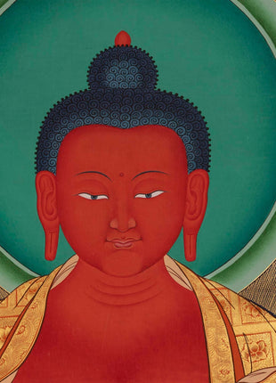 Red Amitabha Buddha Original Hand-Painted Thangka | Wall Hanging For Peace And Harmony |  Mindfulness Meditation Practice Tool