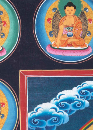 Avalokiteshvara Original Handmade Tibetan Thangka | Small Size Wall Decoration Painting