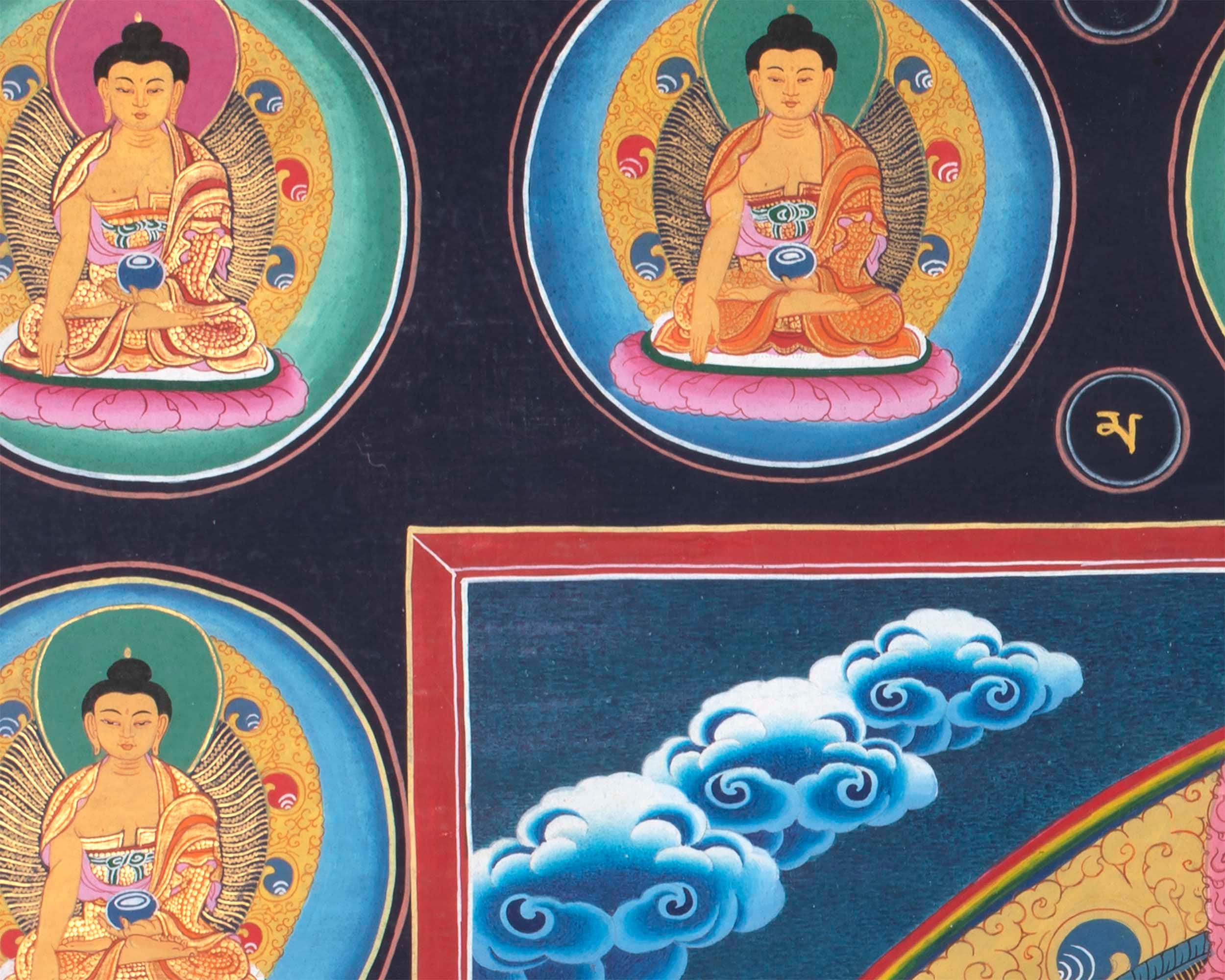 Avalokiteshvara Original Handmade Tibetan Thangka | Small Size Wall Decoration Painting