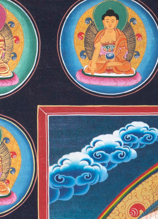 Avalokiteshvara Original Handmade Tibetan Thangka | Small Size Wall Decoration Painting