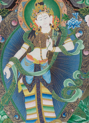 Padmapani Lokeshvara Tibetan Thangka | Paubha Art Meditation