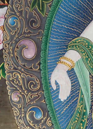 Padmapani Lokeshvara Tibetan Thangka | Paubha Art Meditation