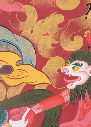 Palden Lhamo Original Hand-Painted Buddhist Thangka |  Wall Decoration Painting