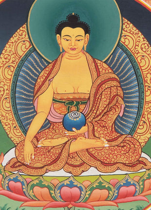 Round Buddhist Mandala Painting | Vintage Thanka for Meditation